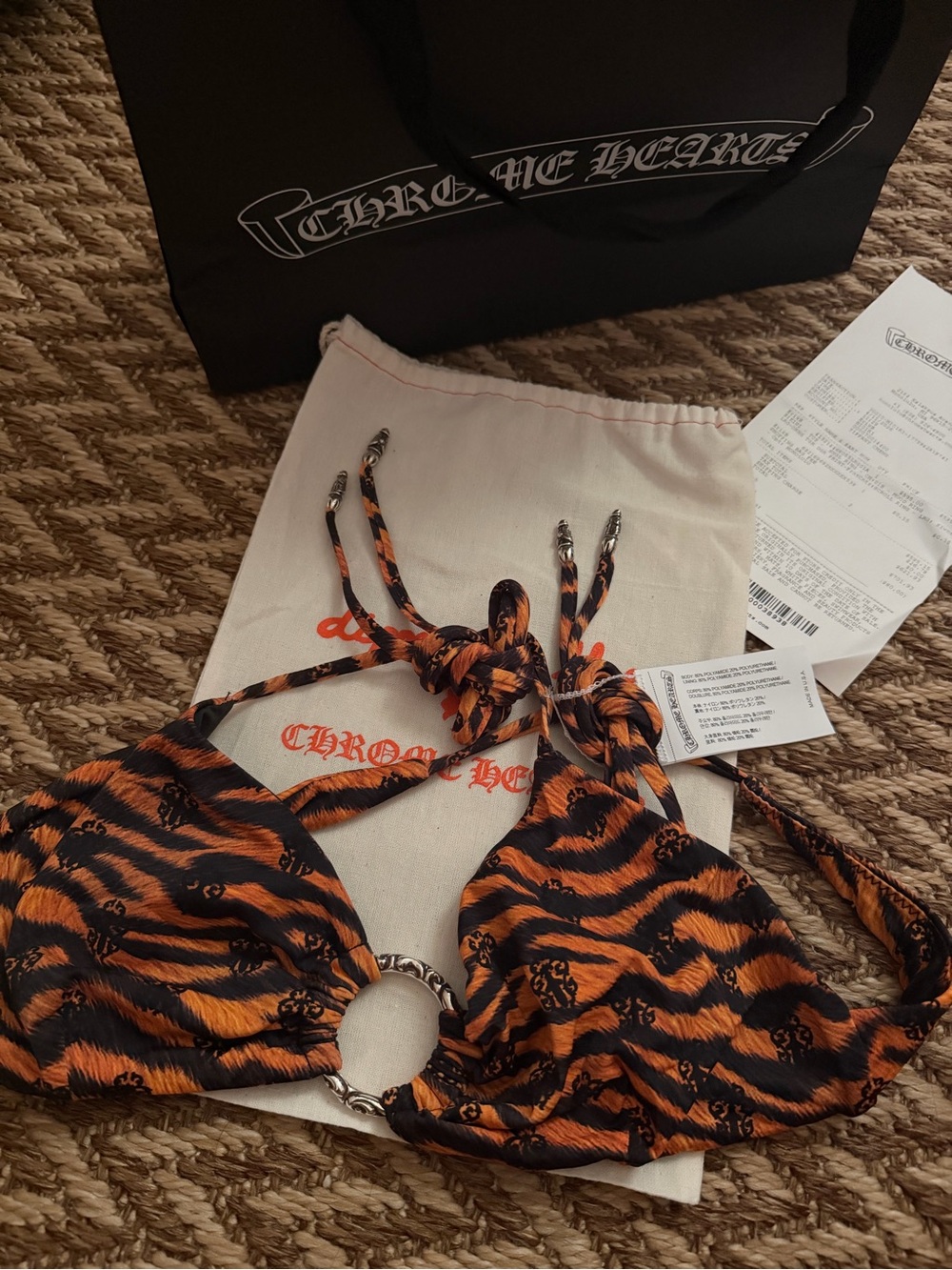 100% authentic Chrome Hearts Orange Tiger Bikini